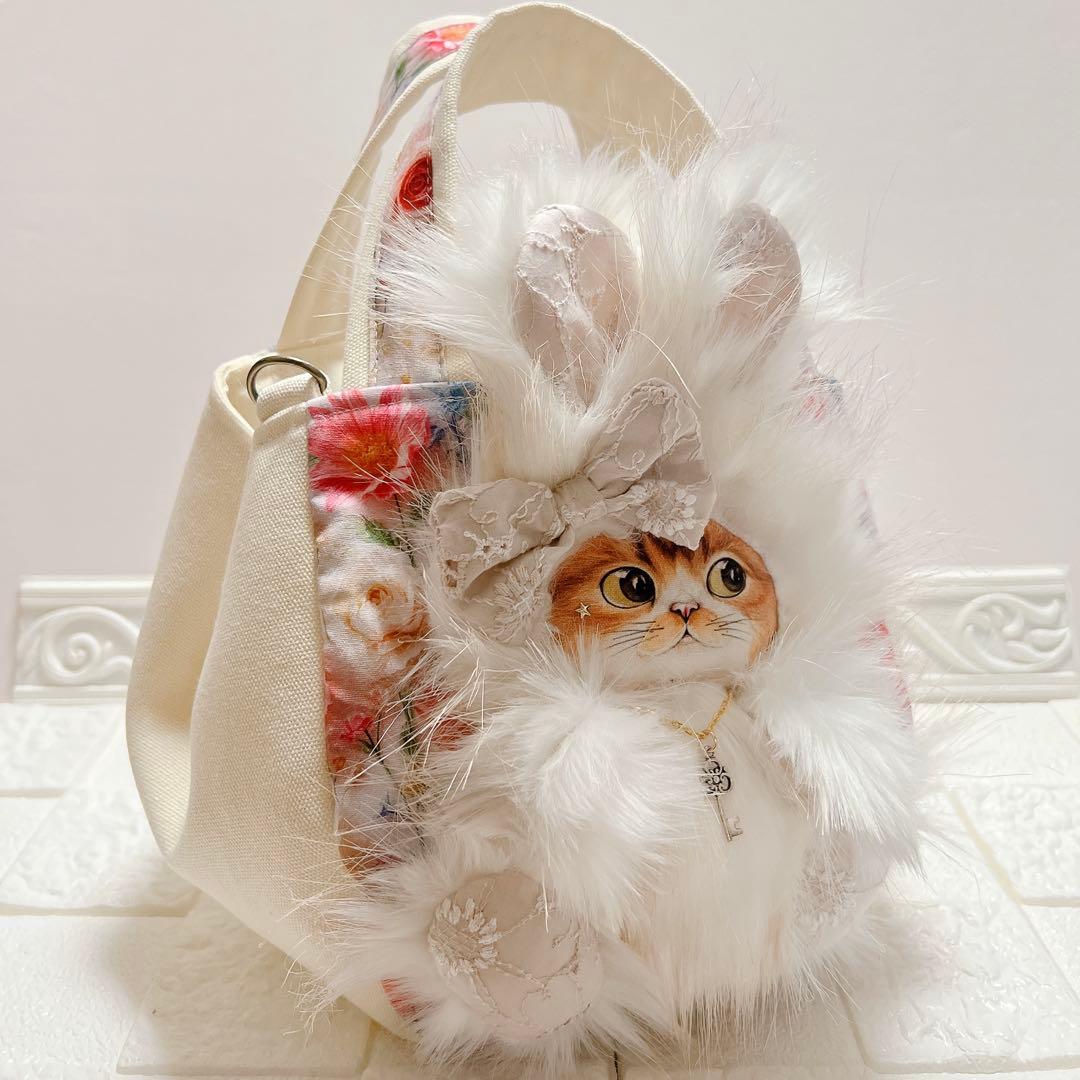 ぽ*む様 コヤンイサムチョン 猫ちゃん トートバッグ 帆布 お花柄
