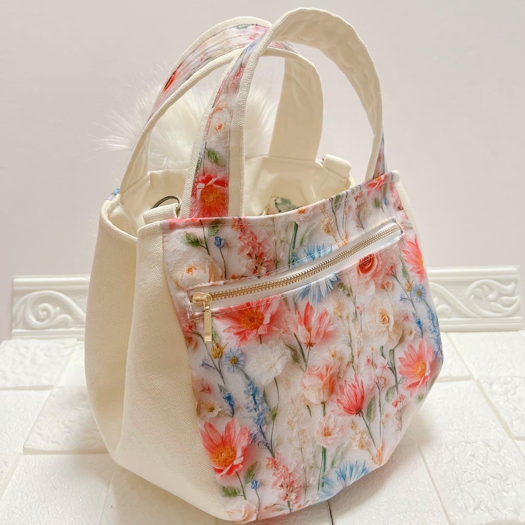 ぽ*む様 コヤンイサムチョン 猫ちゃん トートバッグ 帆布 お花柄