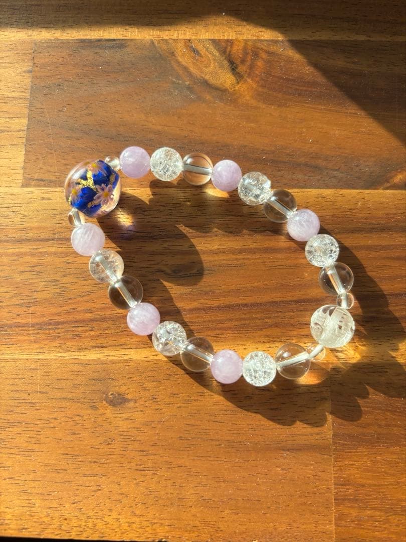 パワーストーンブレスレット 水晶 ラベンダーアメジスト クラッシュ水晶