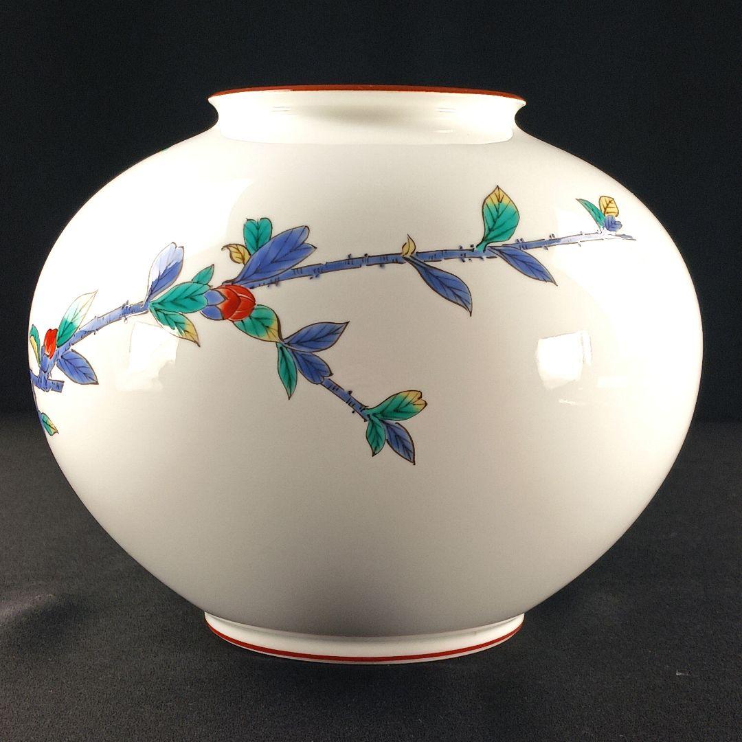 Y2293-77 香蘭社 染錦 椿図 花瓶 花器 有田焼