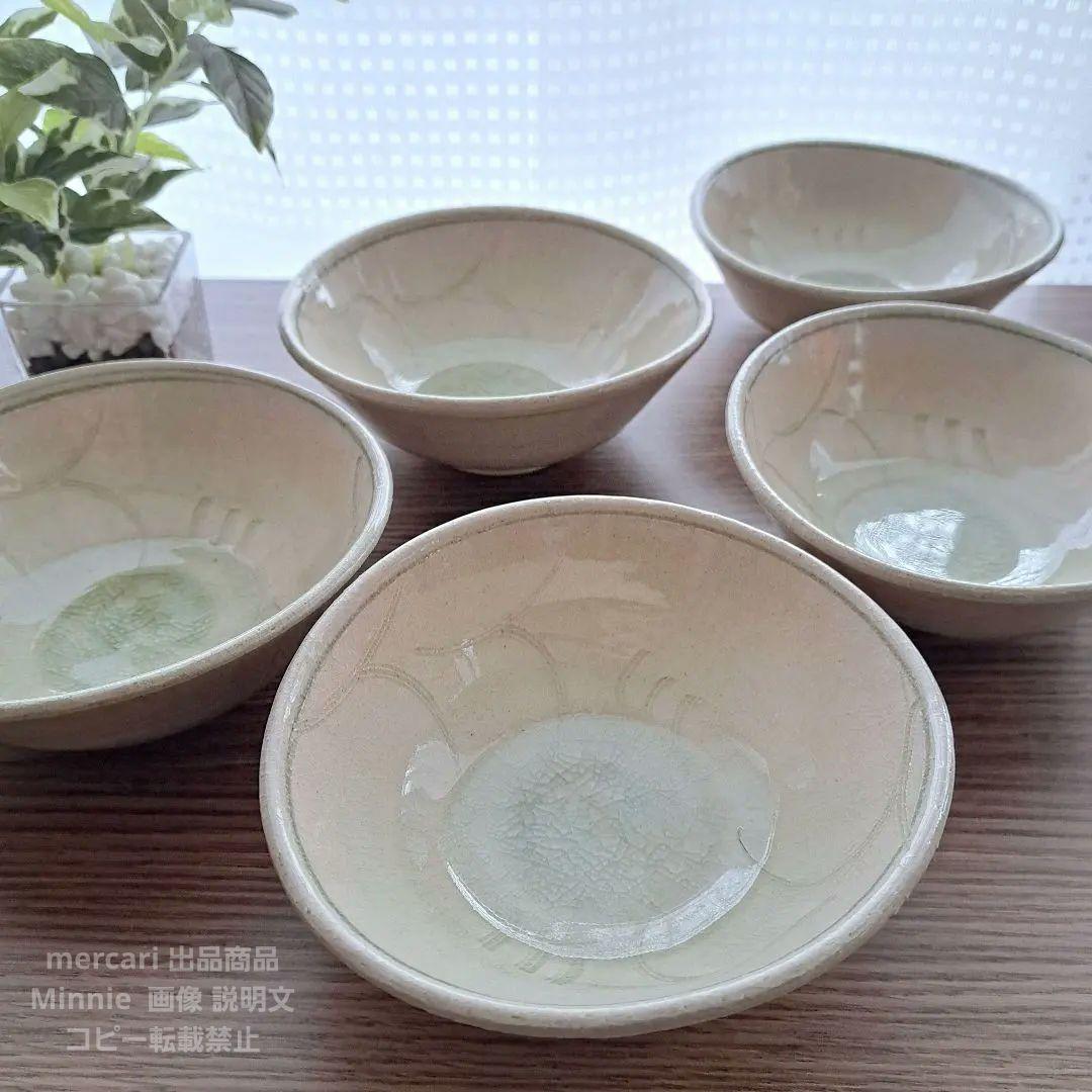 橘吉★たち吉★『灰釉草文』刺身鉢揃★鉢＆小付★5人前セット★未使用