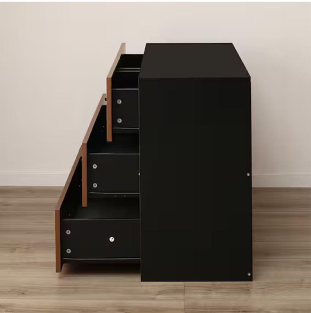 【美品】4段チェスト 黒と茶色 木目調 約98.7cm