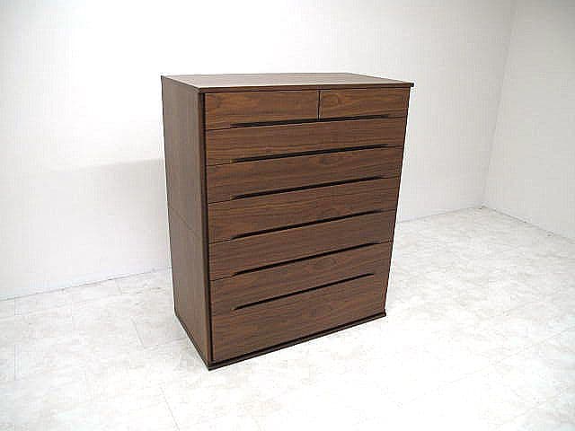 佐々木木工「デフィ」　ウォールナット材ハイチェスト 整理箪笥 IDC大塚家具取扱