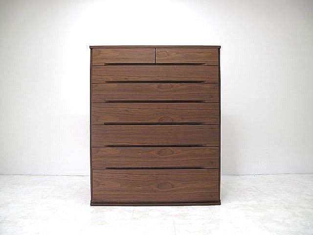 佐々木木工「デフィ」　ウォールナット材ハイチェスト 整理箪笥 IDC大塚家具取扱