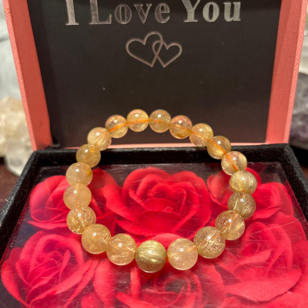 天然石ブレスレット　ゴールドルチルクォーツ タイチンルチル　ビーナスルチル