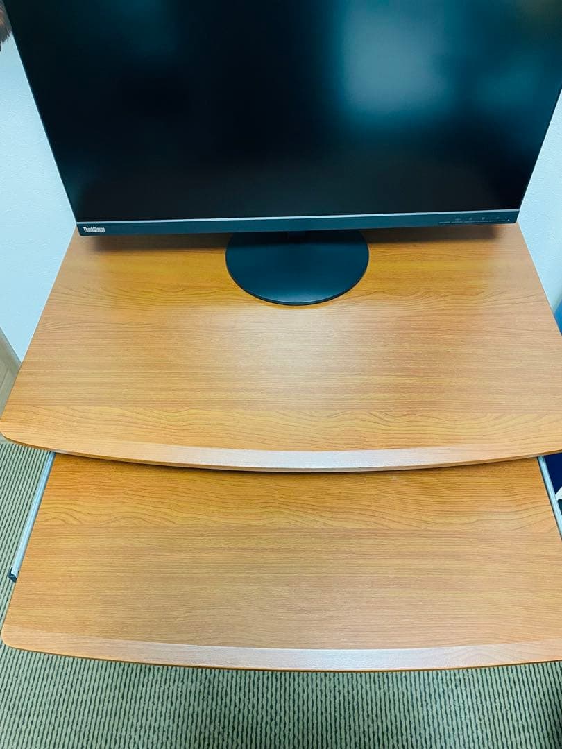 美品 パソコンデスク75cm幅 ワークデスク キーボードテーブル キャスター付き