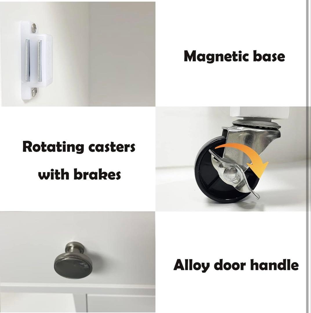 キャスター付き キッチンアイランドカートトロリーカート 木製テーブル 収納家具