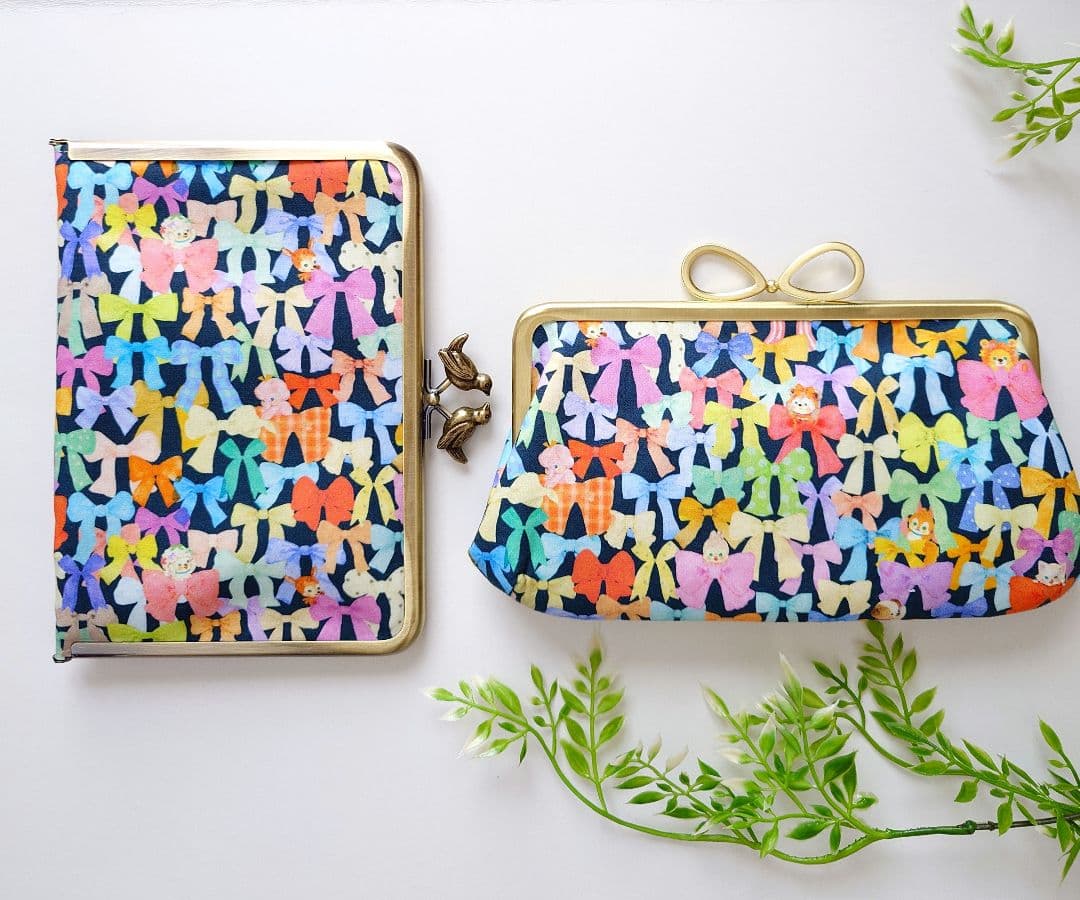 うさこ〜 ハンドメイド 親子がま口長財布・がま口手帳✿リボンコレクター