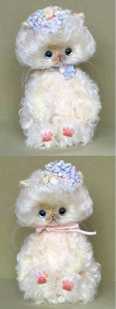 花々仔猫 アーティストベア 海外作家様 ハンドメイド テディベア ぬいぐるみ