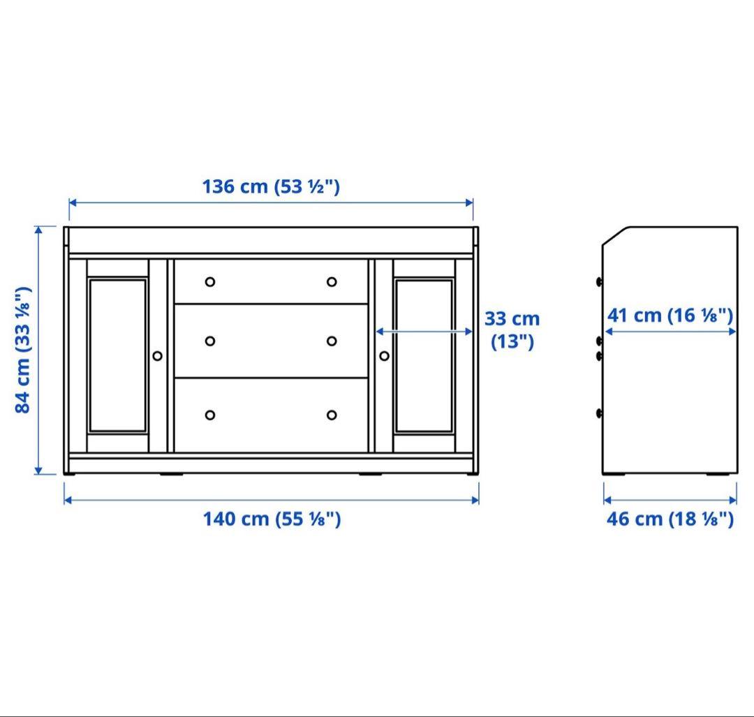 【IKEA】HAUGA ハウガ サイドボード ホワイト 140x84 cm