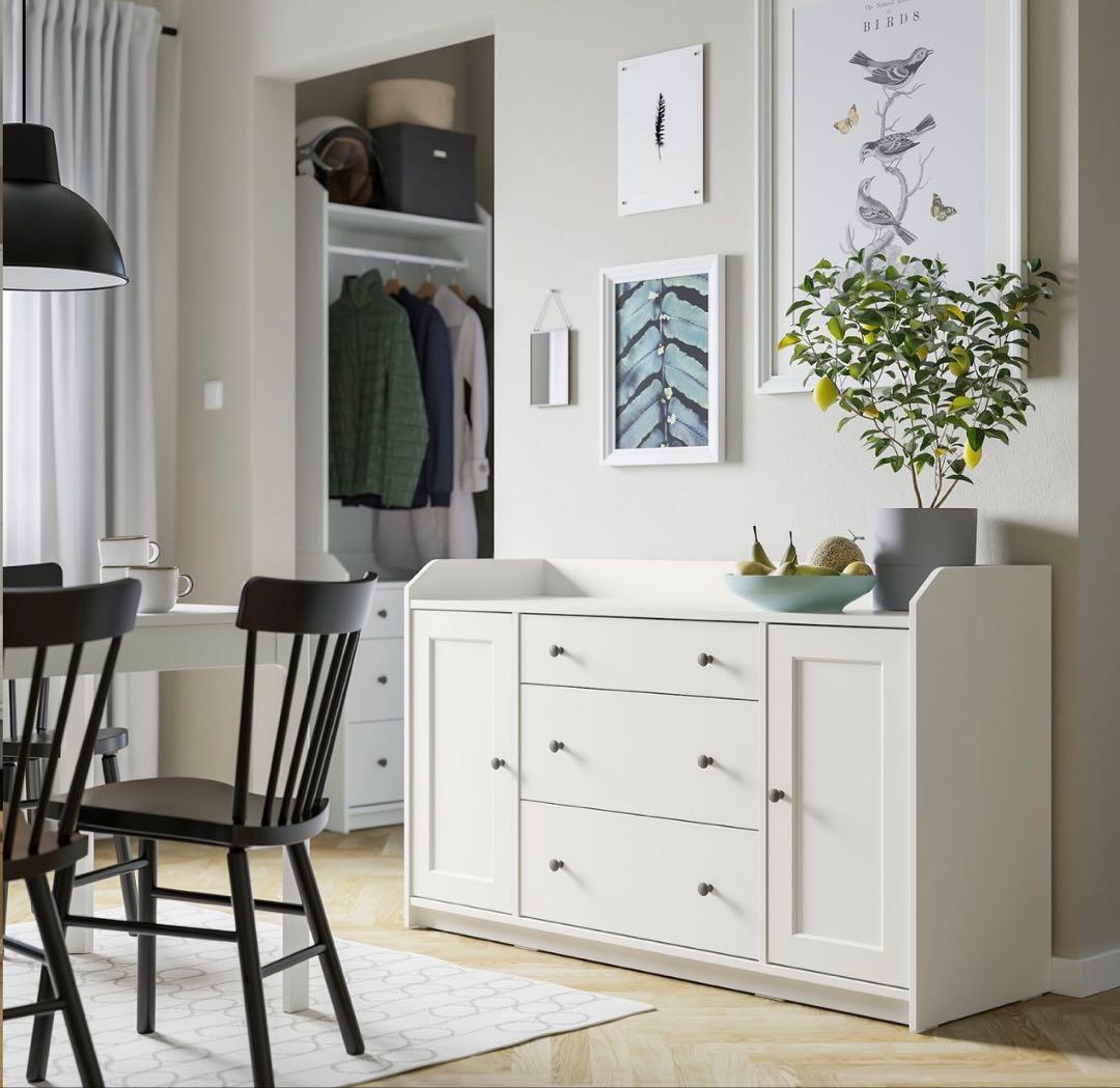 【IKEA】HAUGA ハウガ サイドボード ホワイト 140x84 cm