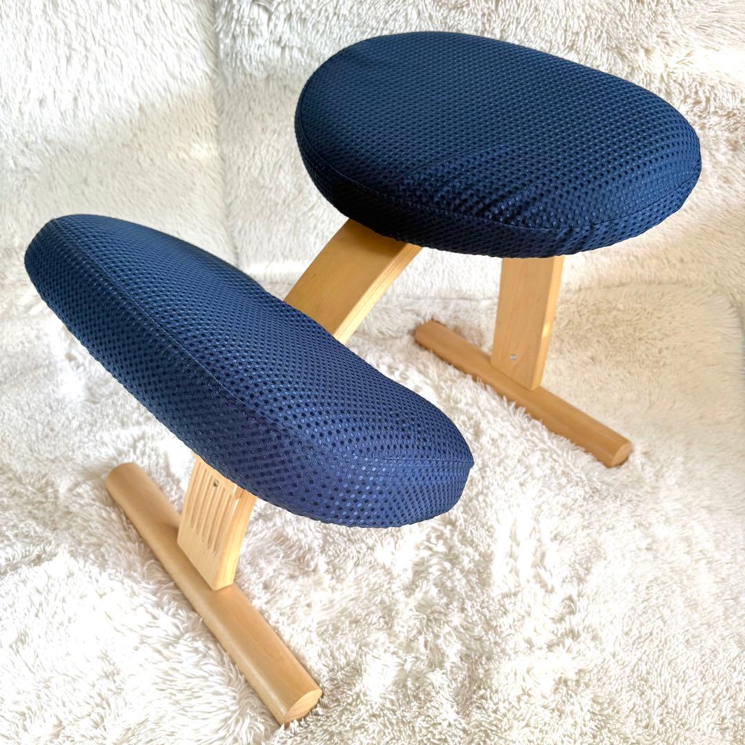 【美品】バランスチェア イージー balans Easy ネイビー　リボ