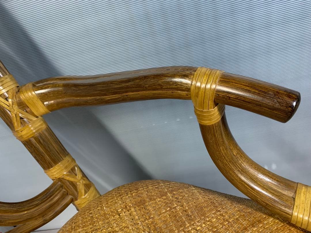 高級 ラタン アームチェア 籐 アジアン エスニック アンティーク ハイバック