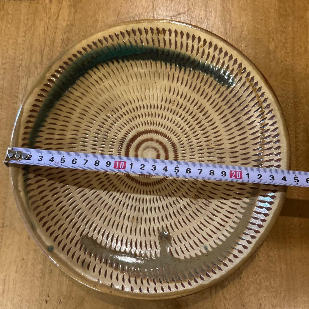 小石原焼　ヤマイチ窯　飛びかんな皿　昭和期　二枚