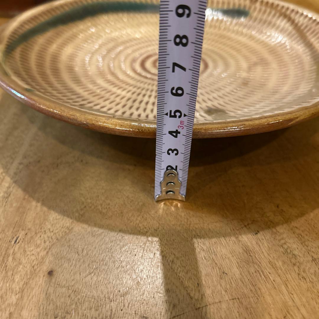 小石原焼　ヤマイチ窯　飛びかんな皿　昭和期　二枚