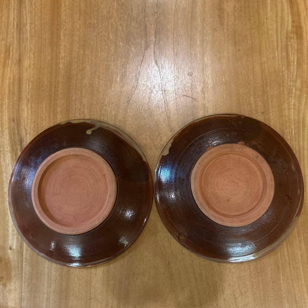 小石原焼　ヤマイチ窯　飛びかんな皿　昭和期　二枚
