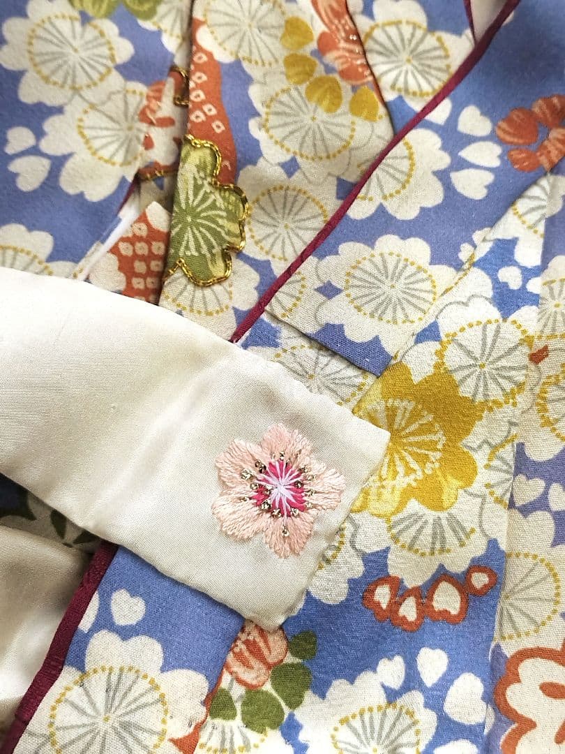 桜柄　１５号　袷着物　帯セット　市松人形