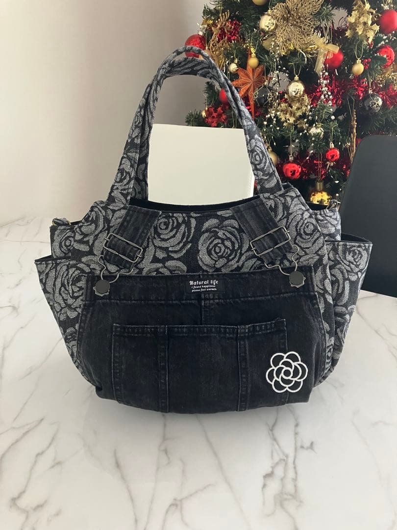 967 喜こんぶちゃん大きめデニムリメイクバック　オーバーオールデニム