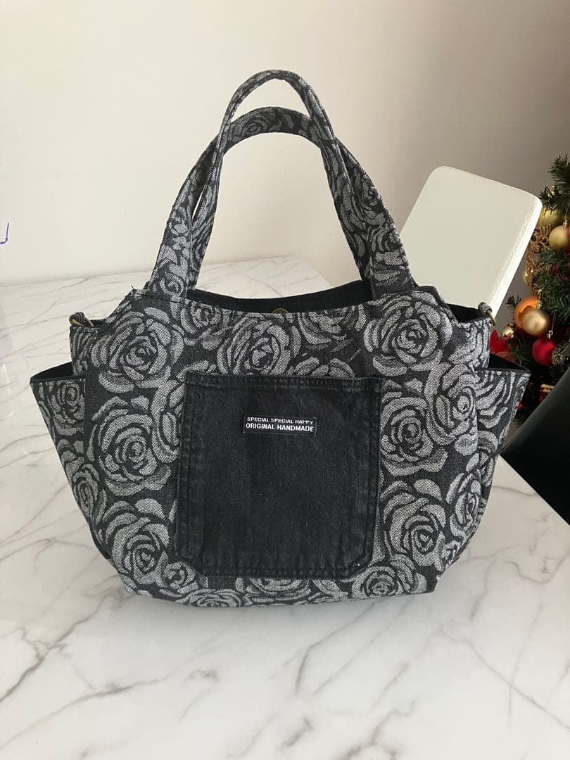 967 喜こんぶちゃん大きめデニムリメイクバック　オーバーオールデニム