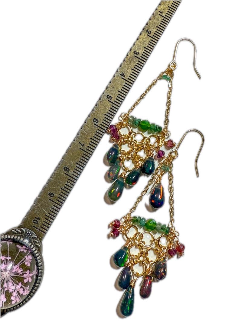 【14kgf】ブラックオパール＊シャンデリア⭐︎ピアス⭐︎NO.327