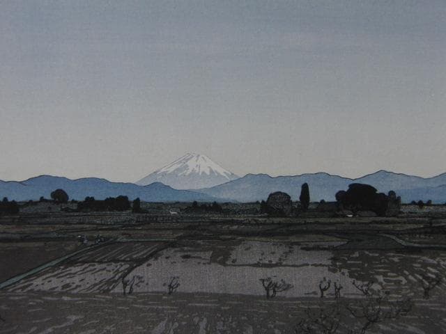 吉田博、むさしの、希少画集・額装画、新品・日本製額縁付、状態良好