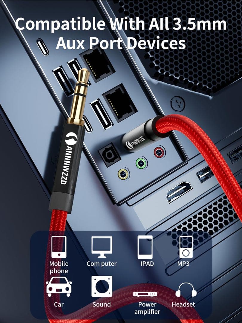 LinkinPerk 3.5mm AUXケーブル 3.5mmオス-オス