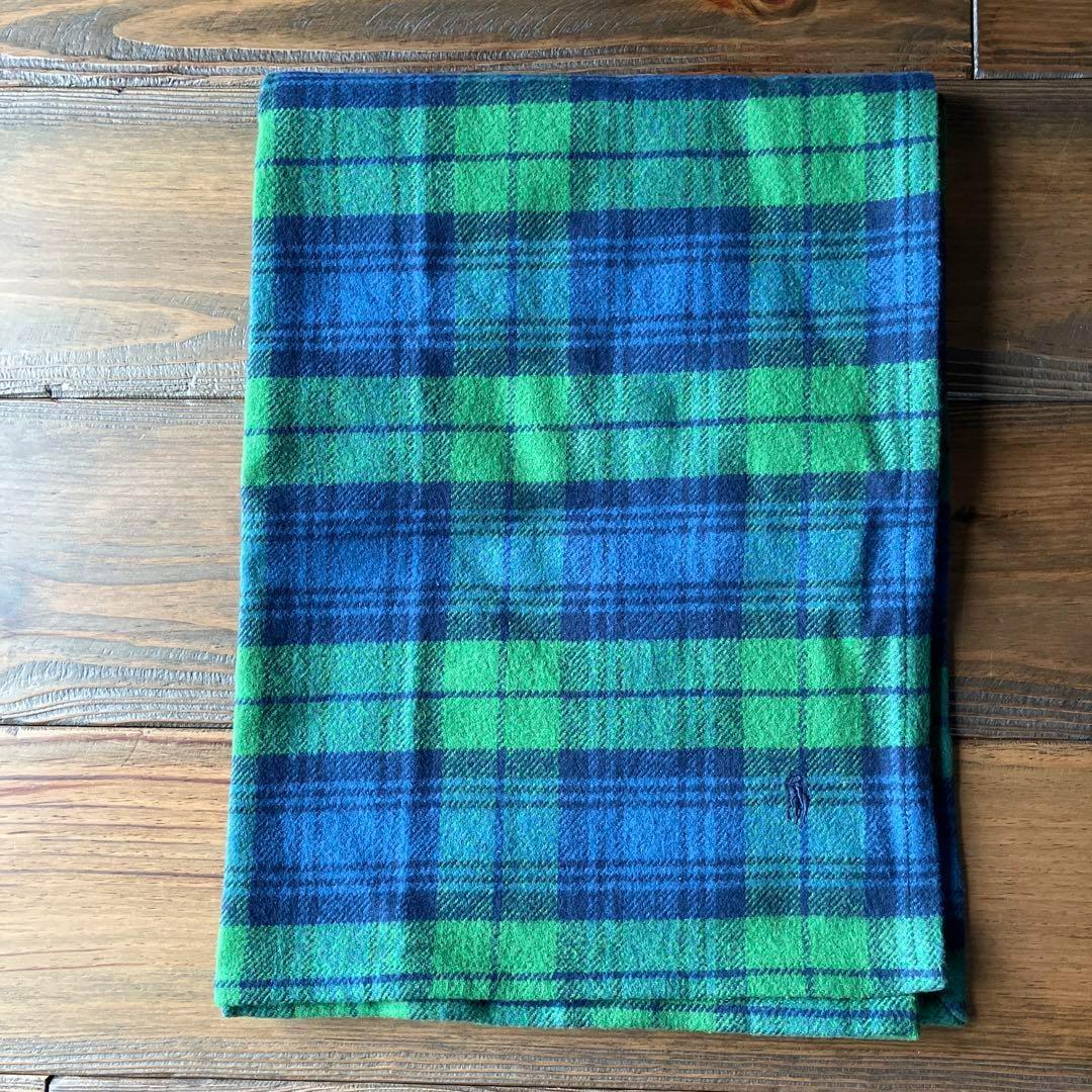 ラルフローレン　チェック柄　ブランケット　グリーン