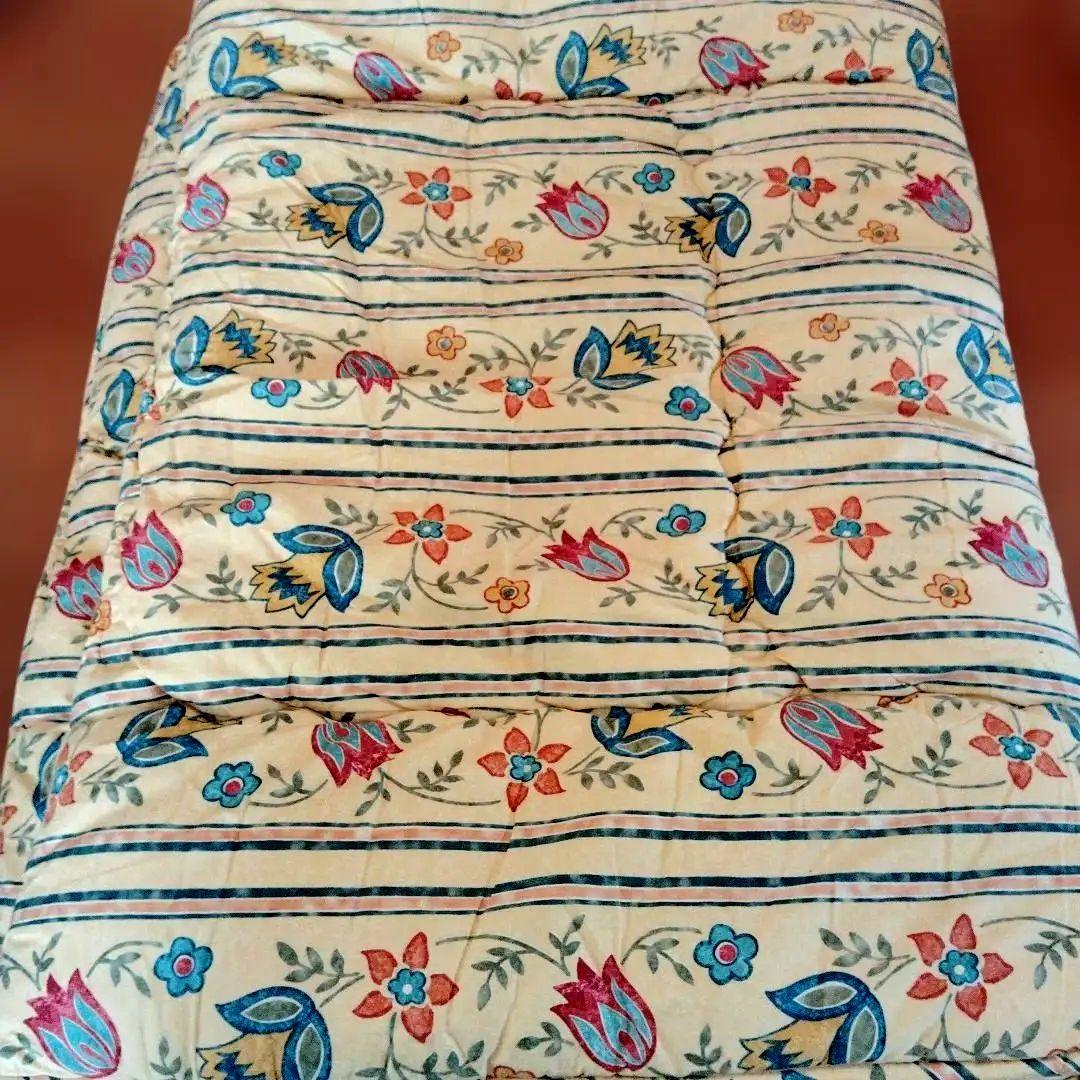 日本製　オーガニックウール100% 花柄 敷き布団100×210