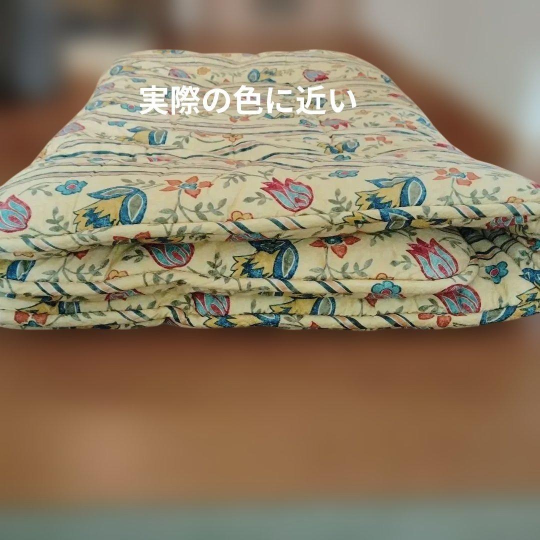 日本製　オーガニックウール100% 花柄 敷き布団100×210