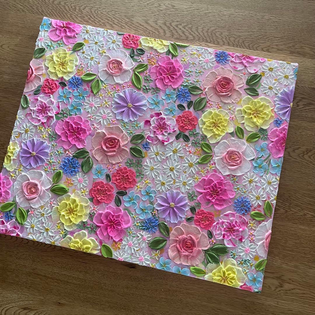 癒しのインテリアblooming joy＊ピンク系フラワーアート／キャンバス原画