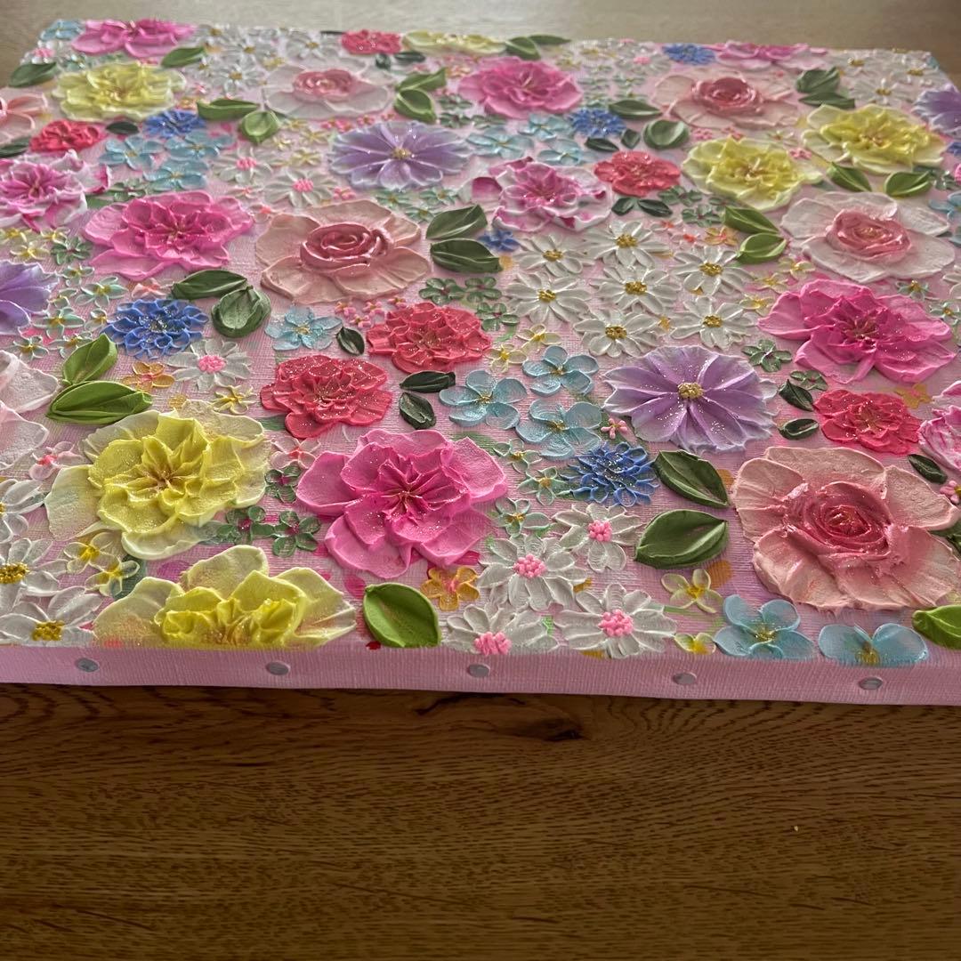 癒しのインテリアblooming joy＊ピンク系フラワーアート／キャンバス原画