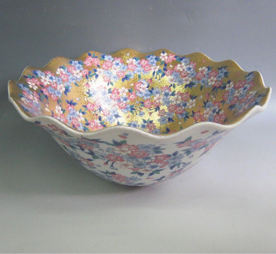 花柄金色装飾ボウル 大　木箱有り　新品