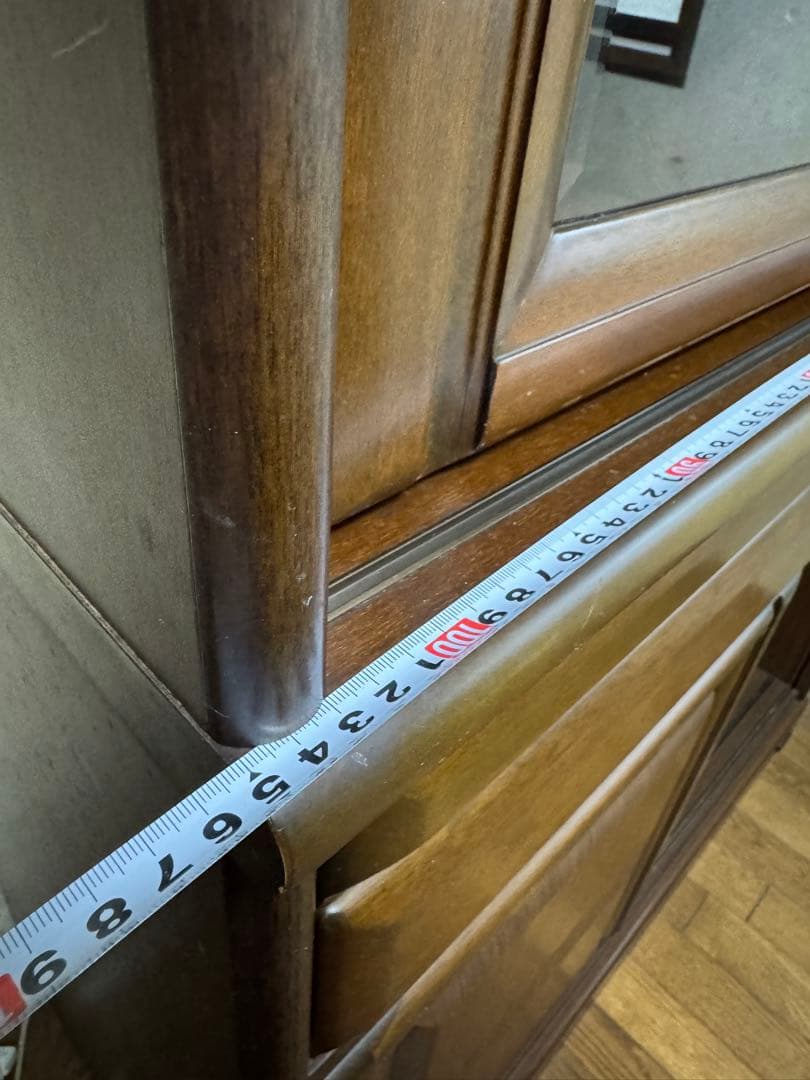 昭和レトロ 食器棚 本棚　上下分割可 木製キッチンボード 幅105cm