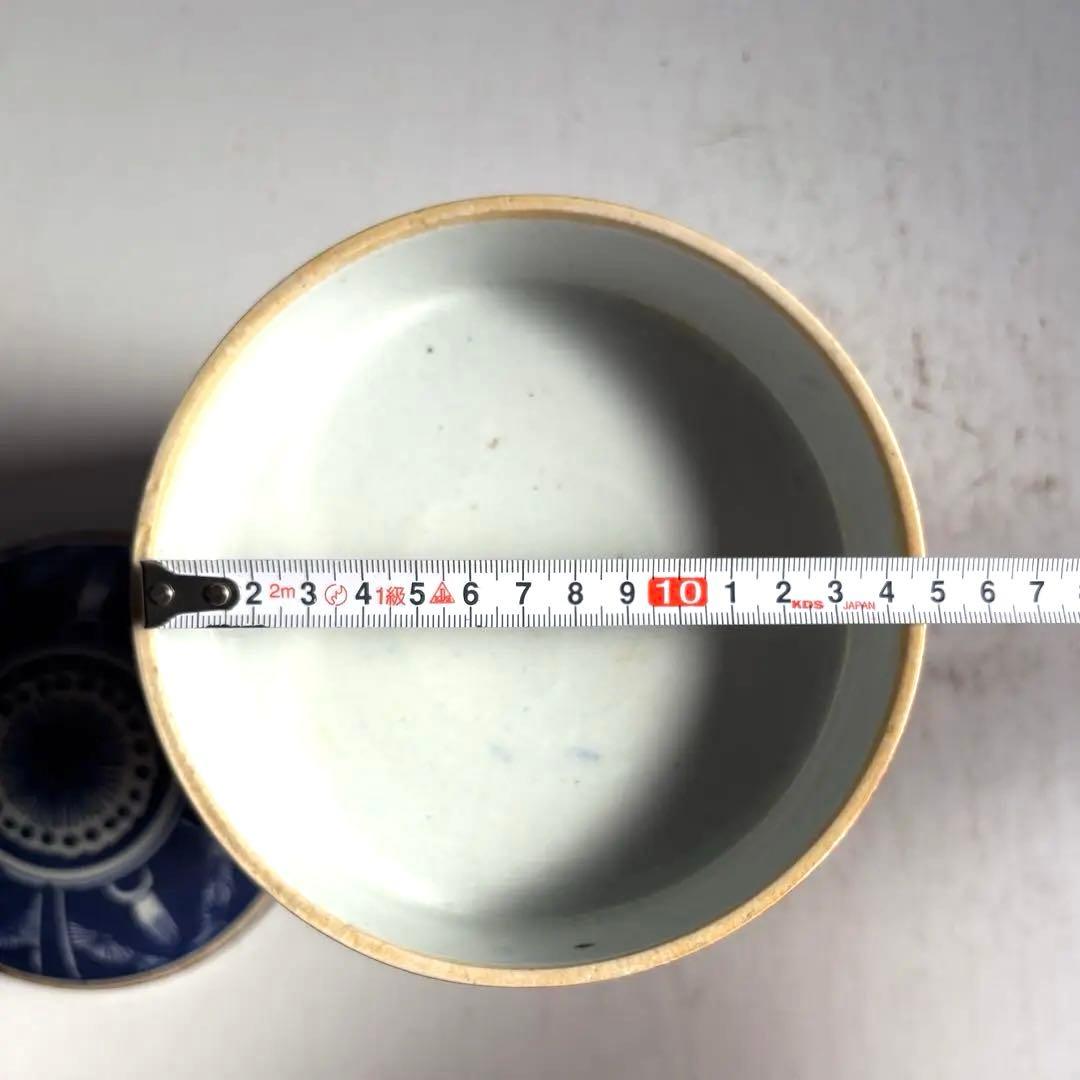 948 骨董 アンティーク 古伊万里 染付四段重 陶箱 重箱 菓子器 明治