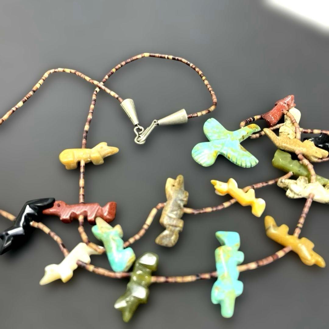 インディアンジュエリー　フェティッシュネックレス　ズニ　天然石　1点物