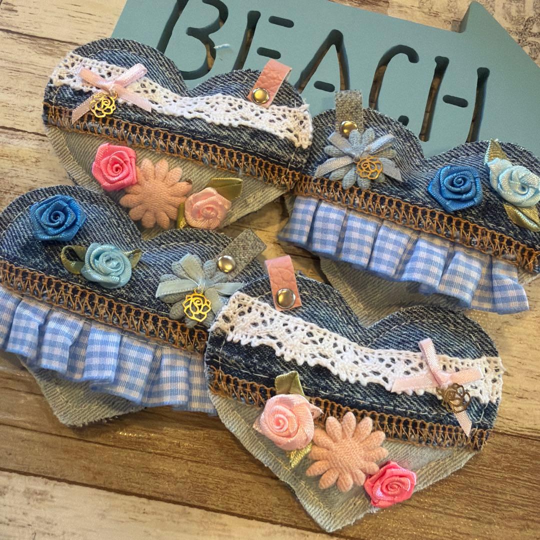 いちごパフェ☆様712☆ぷっくりハートキーホルダー4個セット　薔薇