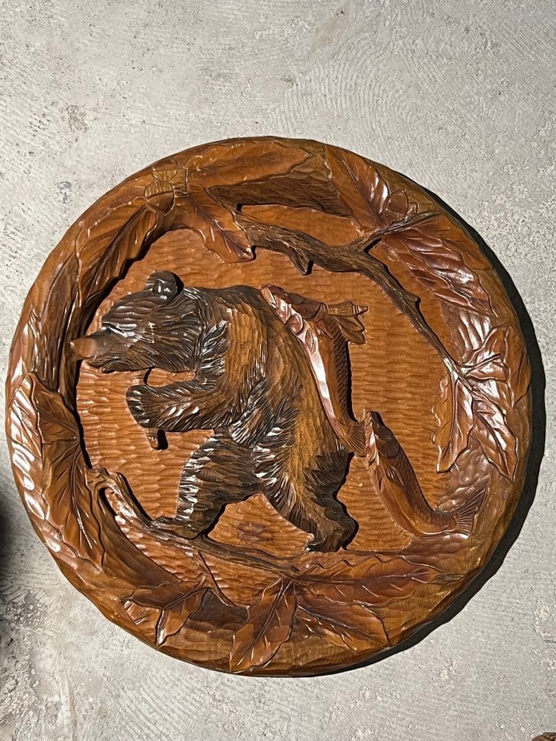 70'sアイヌ民藝 木彫り熊 レリーフ44cm／壁掛け郷土玩具 ヴィンテージ