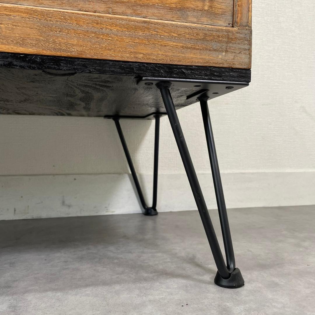 ヴィンテージ 無垢材 ローボード アイアン脚 引き出し テレビ台 ローチェスト