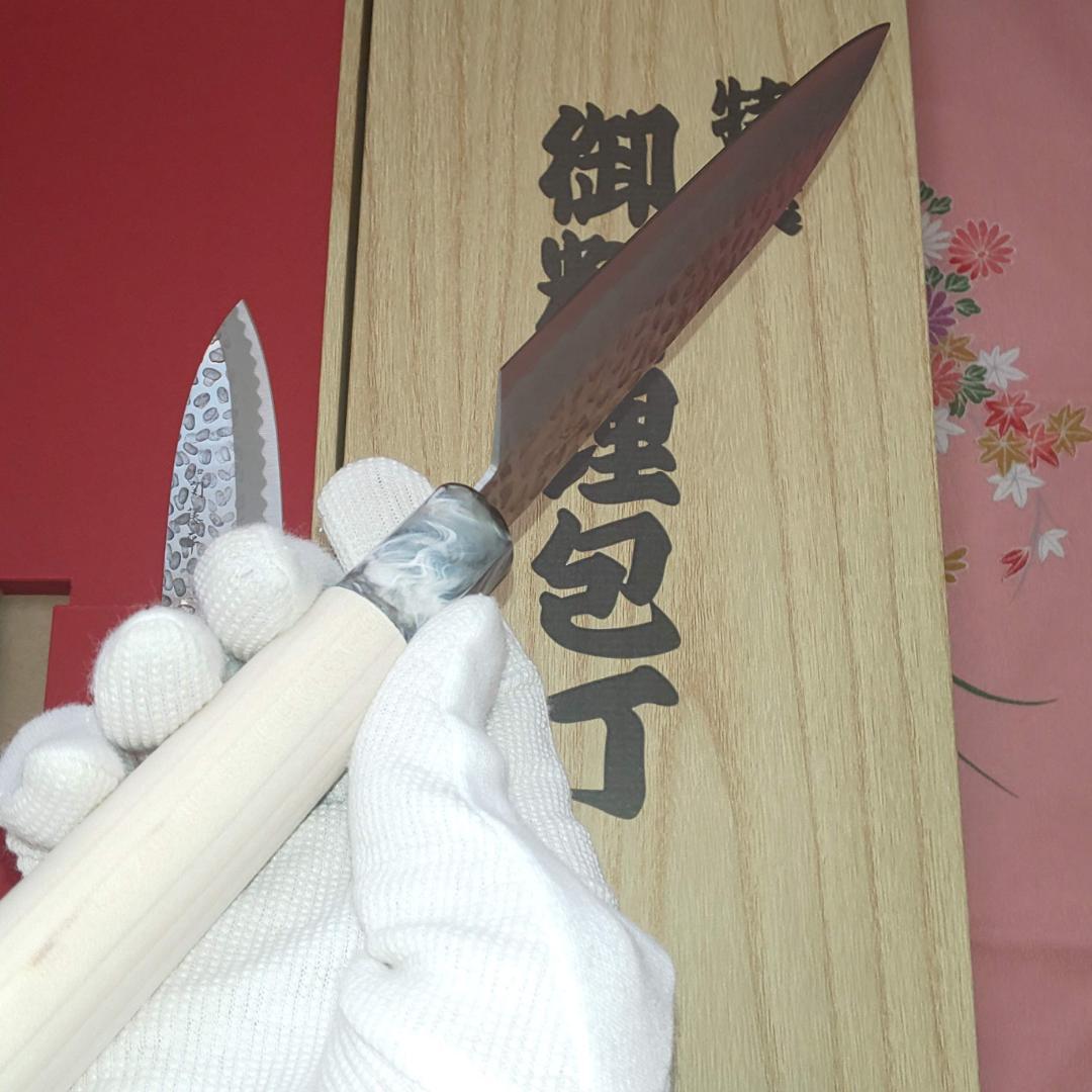 【贈り物に！】関藤平 鎚起 柳刃（刺身） 三徳 小出刃 包丁セット（箱あり）