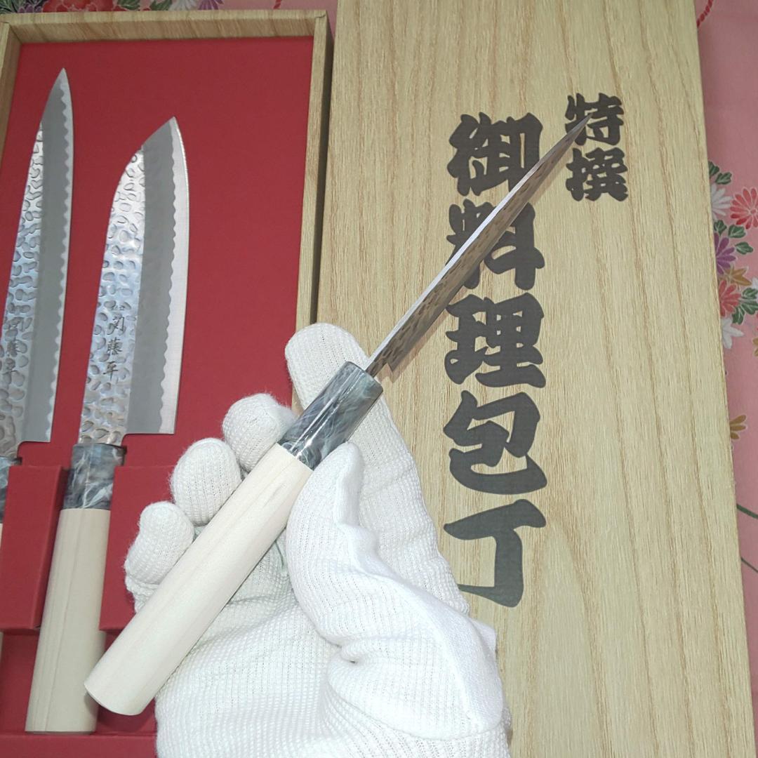 【贈り物に！】関藤平 鎚起 柳刃（刺身） 三徳 小出刃 包丁セット（箱あり）