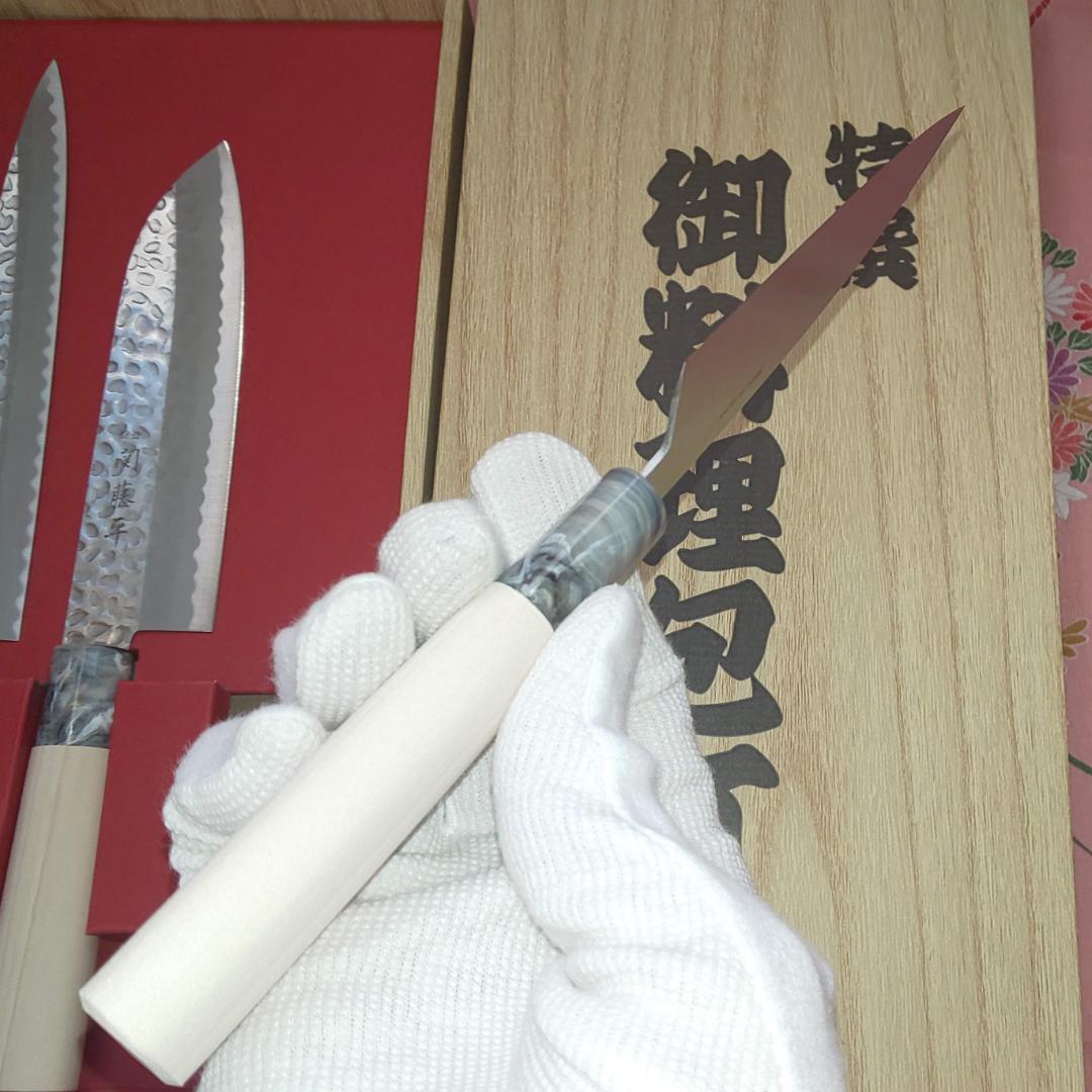 【贈り物に！】関藤平 鎚起 柳刃（刺身） 三徳 小出刃 包丁セット（箱あり）