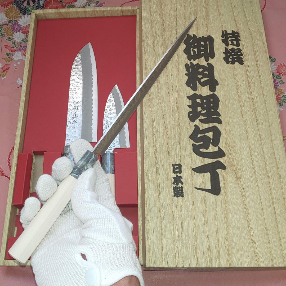 【贈り物に！】関藤平 鎚起 柳刃（刺身） 三徳 小出刃 包丁セット（箱あり）