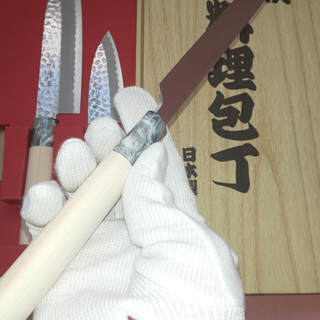 【贈り物に！】関藤平 鎚起 柳刃（刺身） 三徳 小出刃 包丁セット（箱あり）