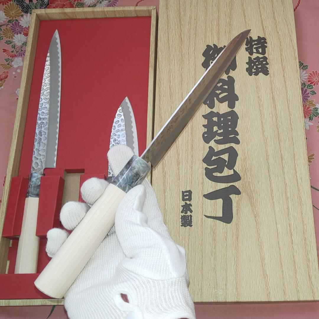 【贈り物に！】関藤平 鎚起 柳刃（刺身） 三徳 小出刃 包丁セット（箱あり）