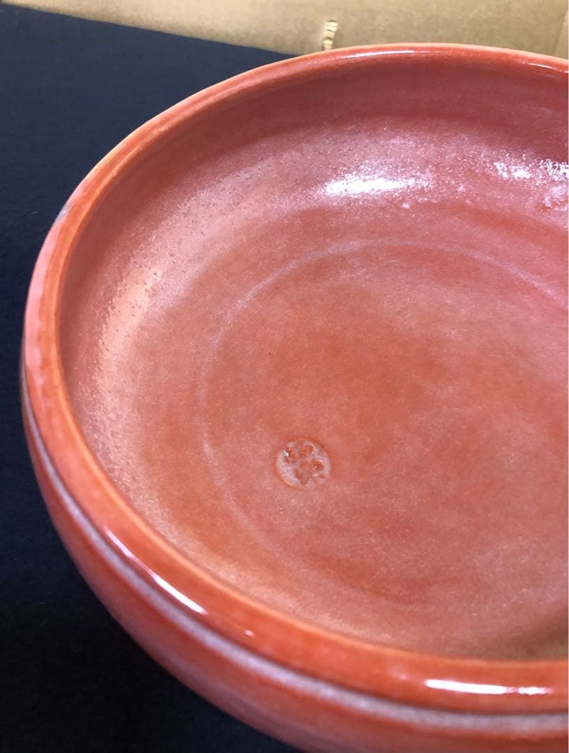 《R》茶道具 赤楽 風炉用 灰器 佐々木昭楽 共箱 元箱　260218け4