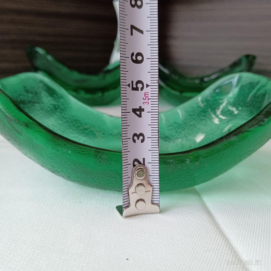 工芸緑色波型ガラスボウル30個セット