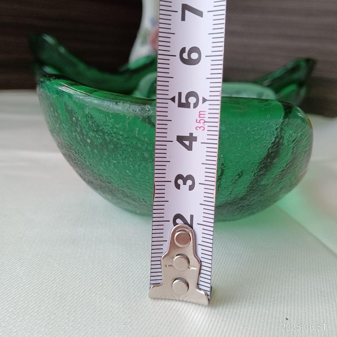 工芸緑色波型ガラスボウル30個セット