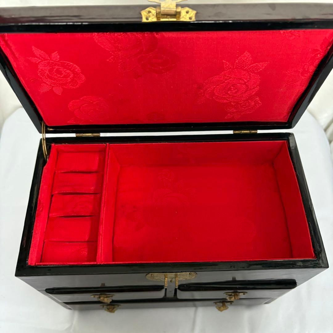 中国伝統工芸品 コルク細工 楼閣山水図 ジュエリーボックス 多段構造 オルゴール