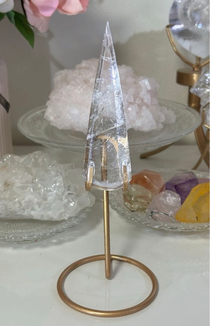 高品質　水晶　雫　ドロップ　スタンド付き