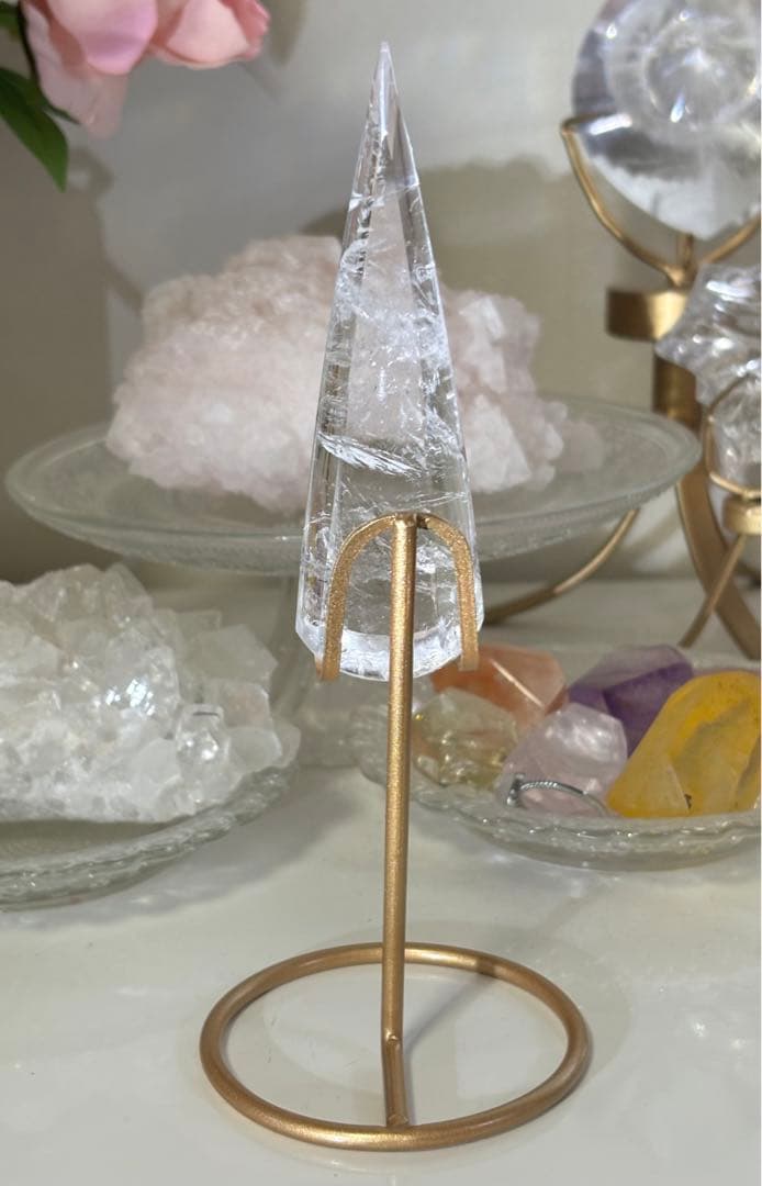 高品質　水晶　雫　ドロップ　スタンド付き